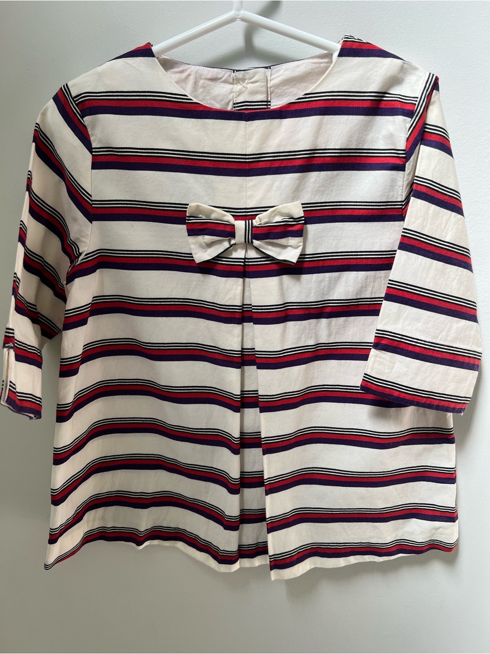 Janie and Jack Cream Top with Navy and Red Stripes - Picture 8 of 9